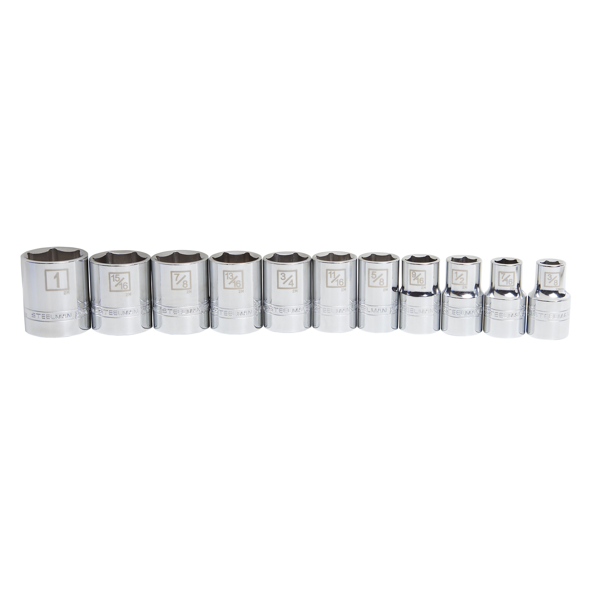 STEELMAN 11-Piece 1/2-Inch Drive Shallow Depth 6-Point SAE Socket Set, Model# 78294